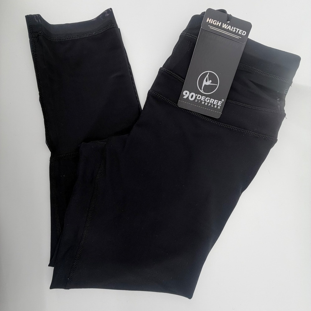 90 Degree Reflex Power‎ Flex High Waist Capri Black CW60851 Small NEW MSRP $88